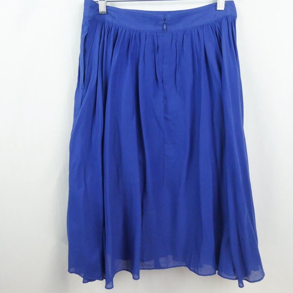 J. Crew Jardin Gauzey Pleated Midi Skirt Sz 6 Cobalt Blue Style 48698 Pockets - Picture 8 of 12